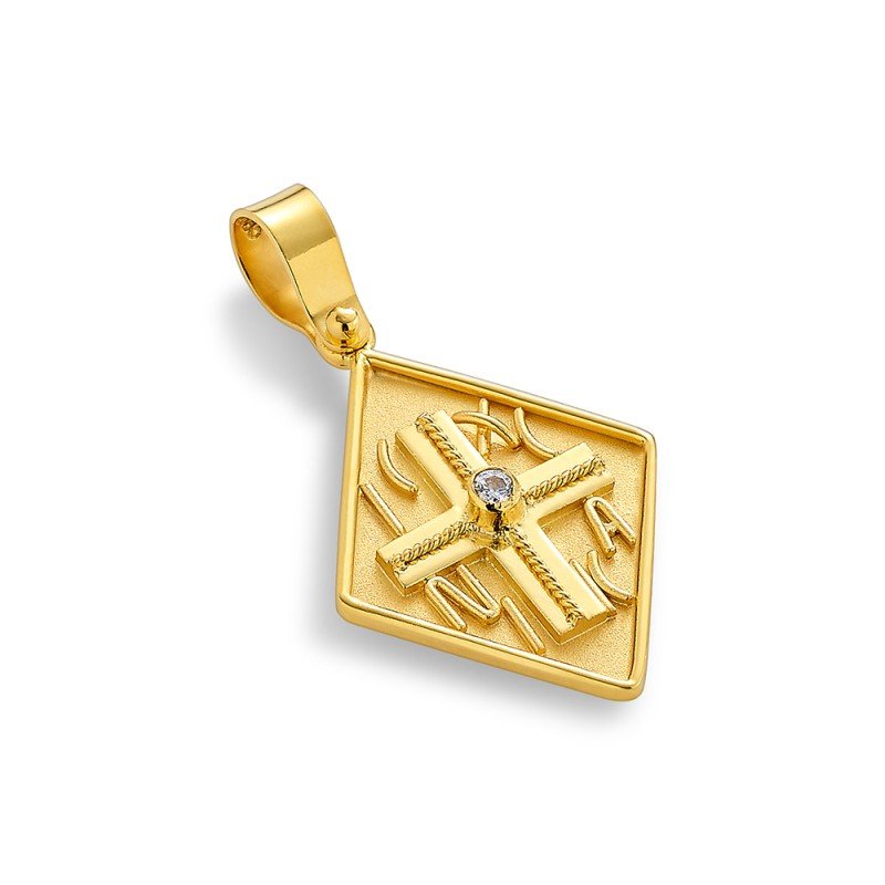 Damaskos Byzantine 18K Gold Constantinato Cross Pendant ICXC NIKA
