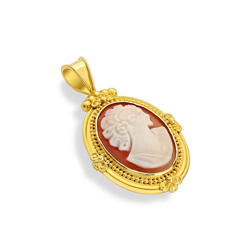 Damaskos Byzantine 18K Gold Pendant with cameo (~6.8 g)