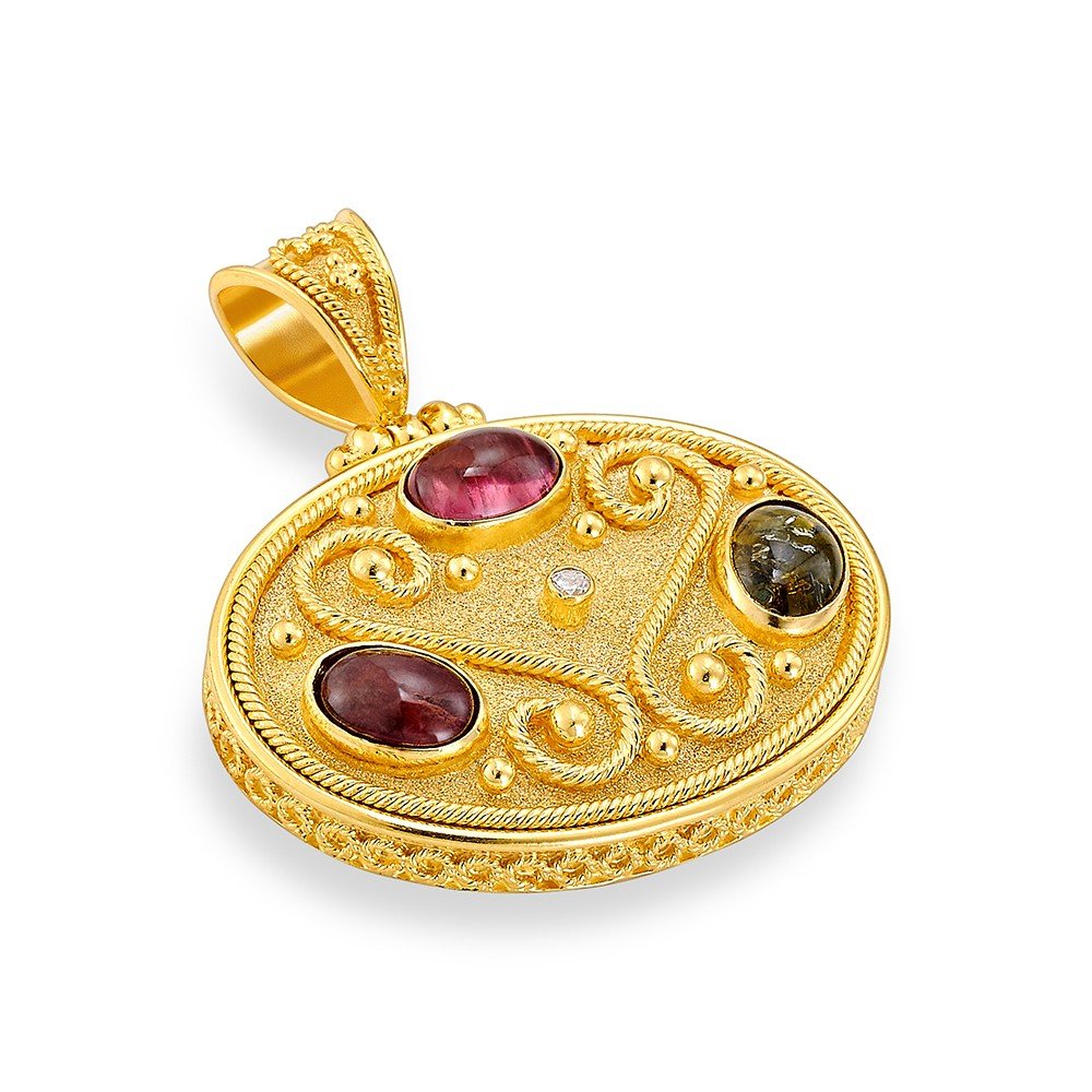Damaskos Byzantine 18K Gold Pendant with rubies - Image 3