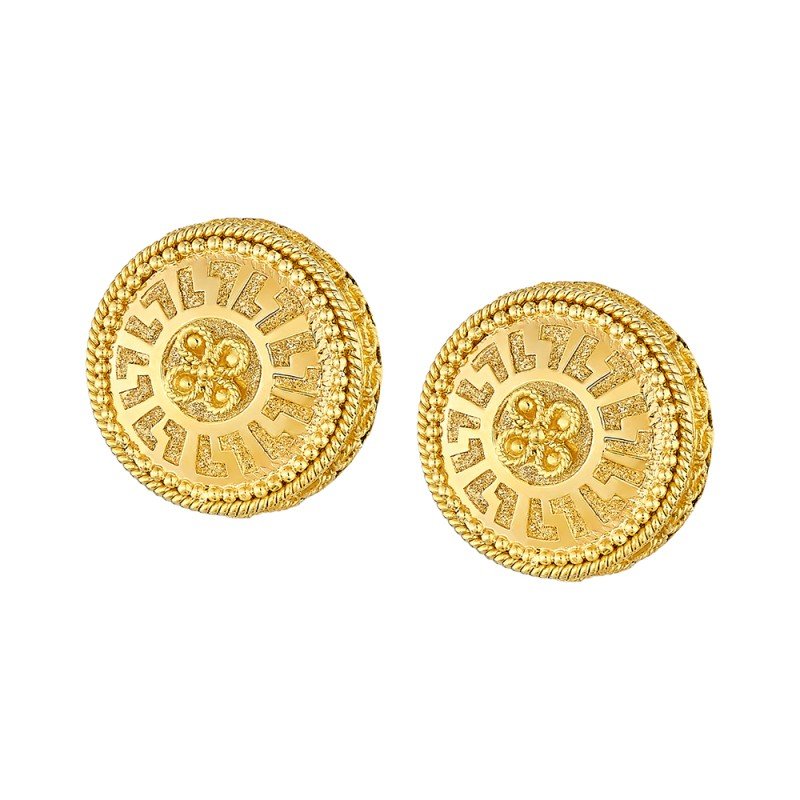 Damaskos Byzantine Coin Stud Earrings – 18k Gold
