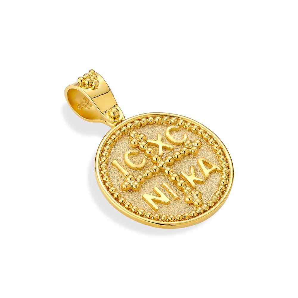 Damaskos Byzantine 18K Gold Cross Pendant Constantinato "ICXC NIKA" – 3.8g - Image 3