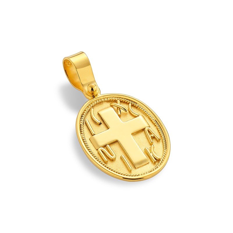 Damaskos Double‑Sided ICXC NIKA Byzantine Cross Pendant Constantinato (18K Gold)