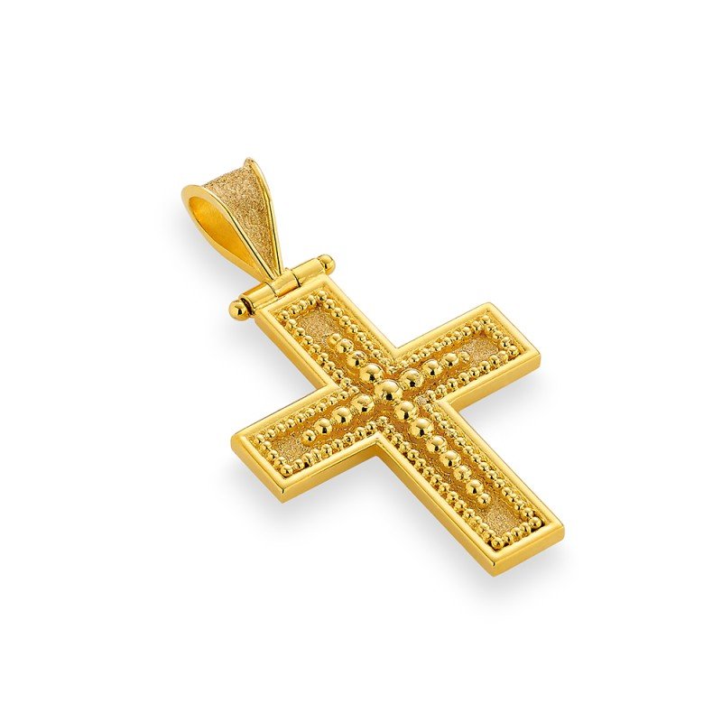 Byzantine Weave 18K Gold Cross - Damaskos