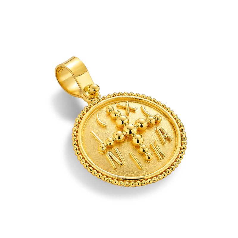 Damaskos Byzantine 18K Gold Cross Pendant Constantinato "ICXC NIKA"