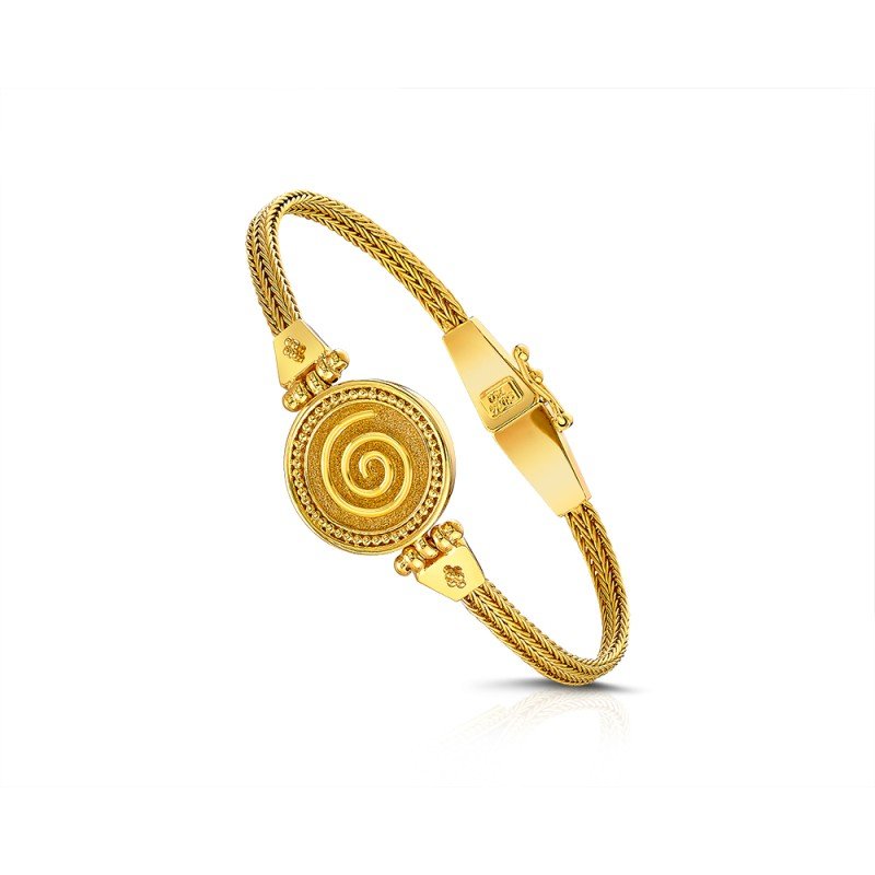 Damaskos Archaic Spiral Medallion Braided Bracelet – 18k Gold