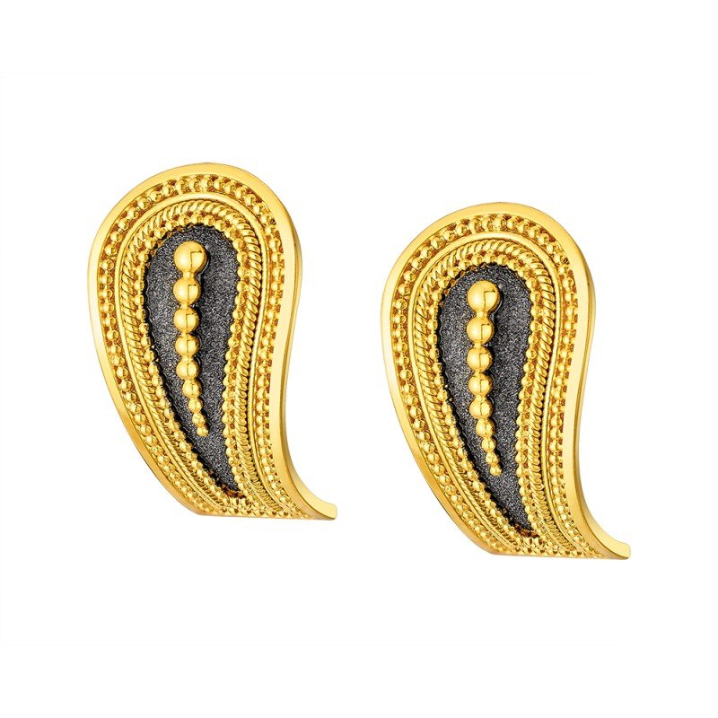 Damaskos Byzantine Paisley Stud Earrings – 18k Gold