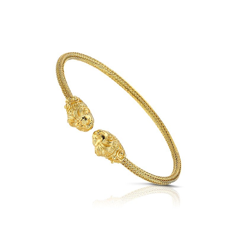 Byzantine 18k Leon Gold Bracelet - Open-Work Link - Damaskos