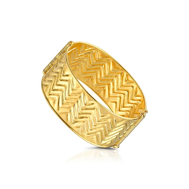 Damaskos Archaic Chevron Hinged Bangle – 18k Gold