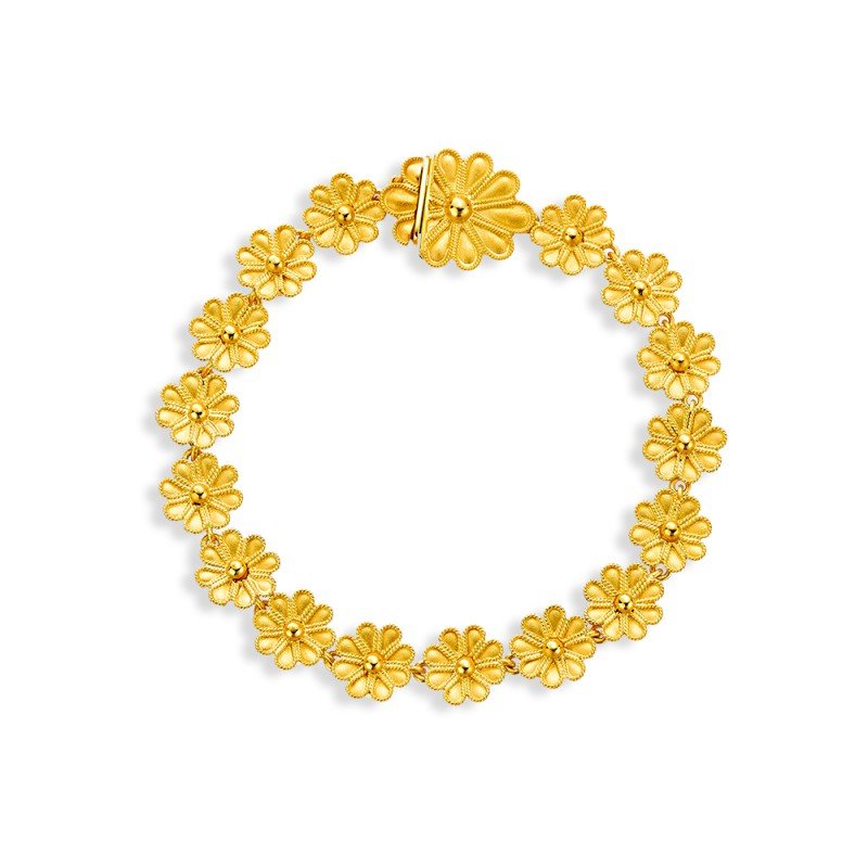 Damaskos Byzantine Floral Link Bracelet – 18k Gold
