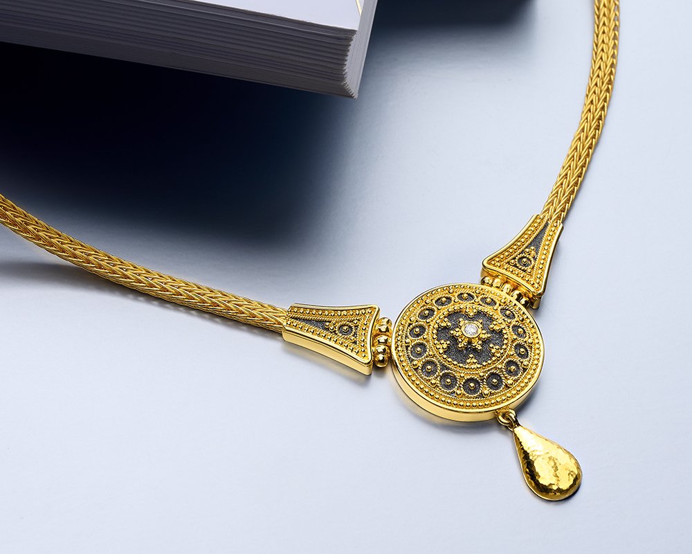 Damaskos Byzantine 18K Gold Necklace with diamonds (0,05 ct diamonds) - Image 3